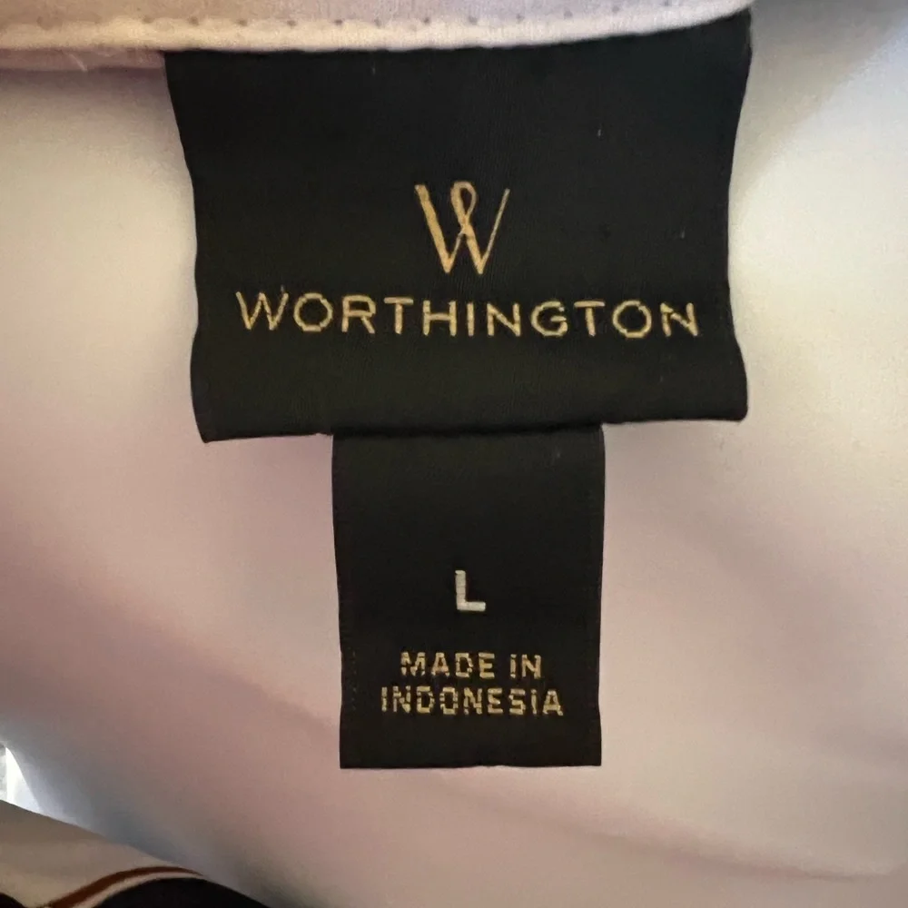 Worthington-Sleeveless Button Down Tank Top~Casual White Shirt Stripes. - Picture 2 of 3